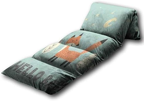 Cartão de chuveiro de travesseiro de piso infantil com uma raposa fofa e com texto olá, bebê vectorhome piso cama ， portátil