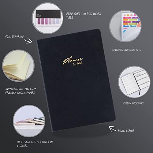 Chooxiao Planejador sem data em A5 tamanho 5,5 ”x8.1”, planejador anual de notebooks com capa de couro PU suave, agenda