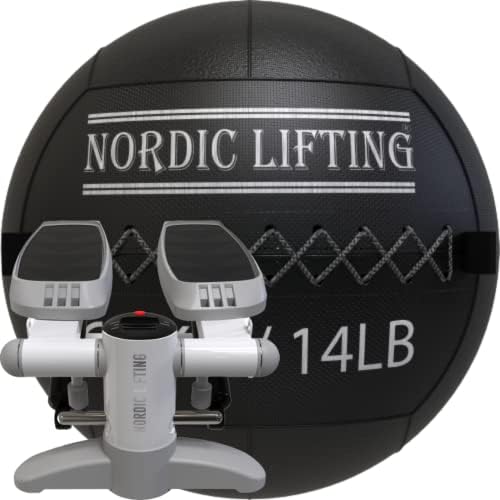 Bola de parede de elevação nórdica 14 lb pacote com mini stepper - cinza branco