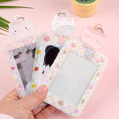 Weisha pendente titular de cartão 1pc portador de cartão fotocards armazenamento com teclados Sweet Cartoon Cat Mangas