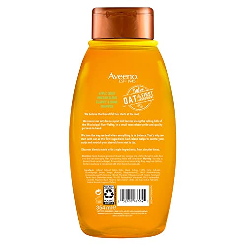 Shampoo de vinagre de maçã Aveeno + condicionador para balanço e alto brilho, esclarecimento diário e calmante shampoo para cabelos