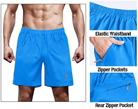 Shorts de shorts masculinos de Magcomsen shorts de caminhada rápida com bolsos com zíper para academia, treino, atlético,
