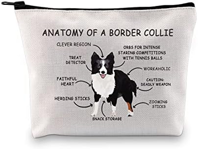 G2TUP Border Collie Dog Amante Presente Anatomia de uma bolsa de maquiagem de border collie border collie cachorro mamã