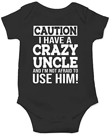 CUIDADO Eu tenho um tio louco sem medo de usá -lo - presente de bebê único - roupas de bebê de uma peça de uma peça fofa