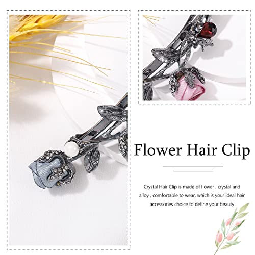 Jakawin Rose Clip Flerette Barrette Rhinestone Pins de cabelo acessórios para mulheres e meninas