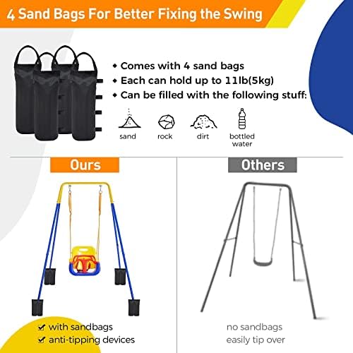 Funlio 2 em 1 conjunto de giro para criança e saltador de bebês, garotos pesados ​​Swing & Bouncer com 4 sacos de areia, suporte