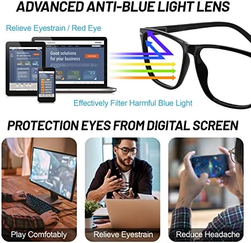 Wemootrants Blue Blocking Reading Glasses Men Leitores quadrados grandes 1.0 1,25 1,5 2,0 a 5.0 6.0 Para telefone para jogos