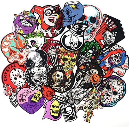 25pcs/lot skull patch para manchas de rock patches japão tecido importado ferro-on-on bordous punk patches horror skull