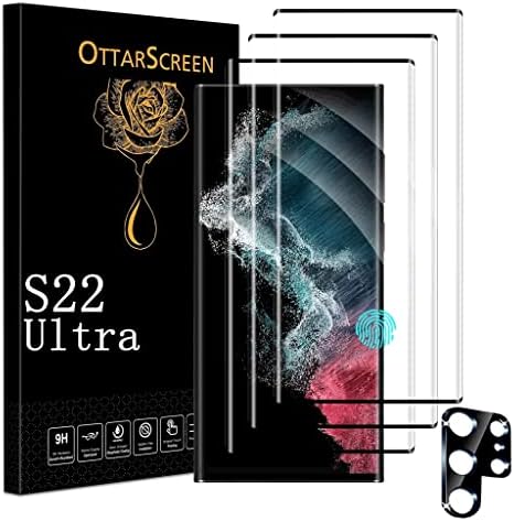 OTTARscreen Galaxy S22 Protetor de tela Ultra Screen 【3+1 pacote】 1 Protetor de lente de câmeras de vidro temperado