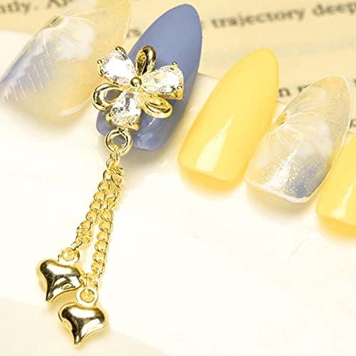 Decorações de unhas por bybycd luxuoso Diy Rhinestones Metal Zircon Manicure Tools Charmms Pearl Crystal Pinging Chain