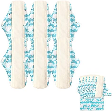 Conjunto de 7 peças de ohbabyka de 7 peças absorvíveis almofada sanitária reutilizável/almofada menstrual lavável +
