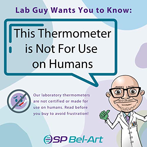SP BEL-ART, H-B Durac Plus Termômetro de laboratório líquido em vidro de uso geral; -10 a 225c, imersão total, preenchimento de líquido orgânico