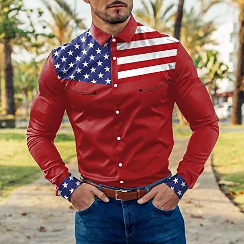 Xxbr camisetas casuais masculinas, abotone a bandeira americana listrada de manga longa camisa de moda de rua clássica para o trabalho