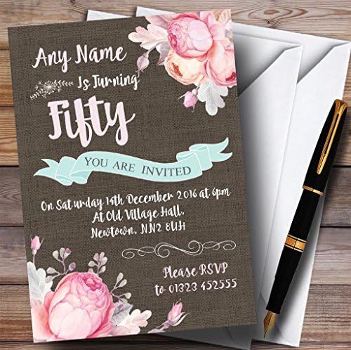 Vintage Style Floral 50th Personalized Birthday Party convites