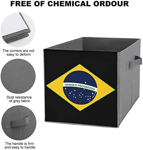 Brasil Bandeira Brasil Cubos de armazenamento de tecido dobrável Caixa dobrável Organizer com alças