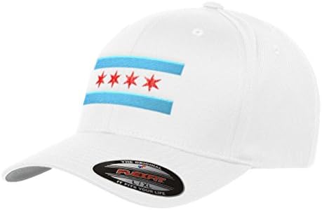 Chicago Flag FlexFit Premium clássico Yupoong Wooly penteado Illinois Hat 6277