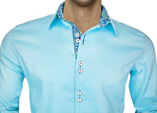Camisa de designer de Paisley Paisley azul e azul - Feito nos EUA