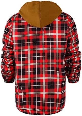 Jackets Ymosrh para Men Men Men acolchoado Button Down camisa xadrez Adicionar veludo para manter a jaqueta quente com capuz de capuz
