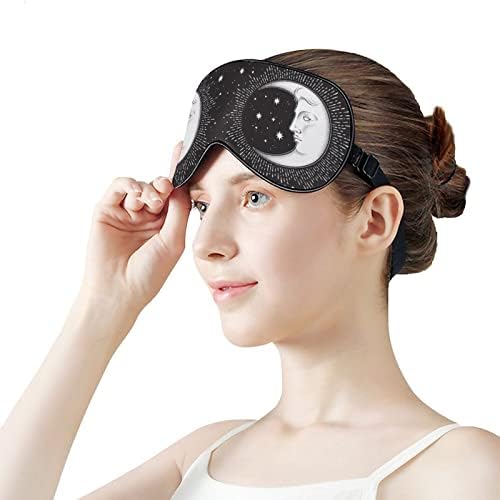 Lua boêmia e estrelas da máscara de sono macia máscara ocular portátil com cinta ajustável para homens mulheres