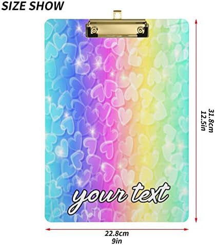Placa de transferência personalizada Coração de arco -íris brilhante A4 Tamanho da carta Placa de clipe Nome personalizado Placas