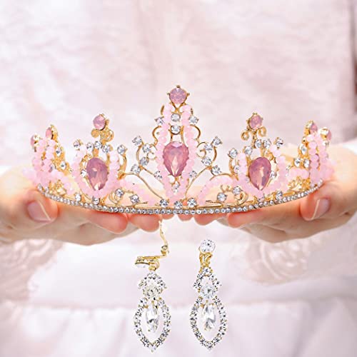 Coroa barroca de brinote e tiaras com brincos Princess Crystal Headpieces