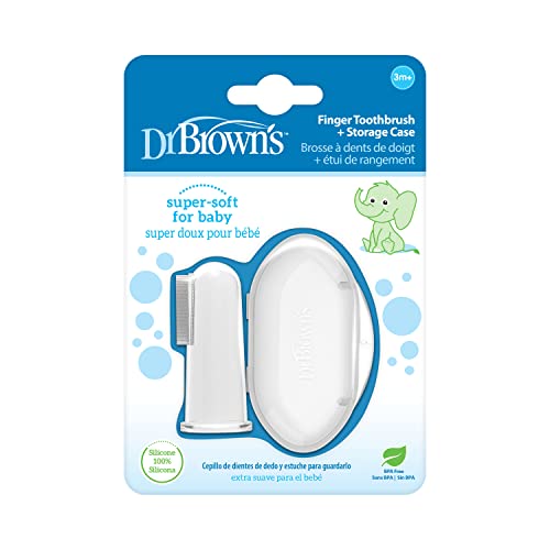 Escova de dentes de dedo do Dr. Brown para bebê com estojo de armazenamento de viagem, 3m+