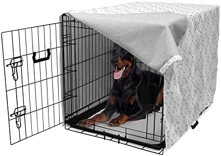 Capa de caixa de caixas de cachorro geométrica lunarável, moderna imagem de linhas de quadrados hexagonais de quadrados e de estimação de animais de estimação para cães pequenos, gatinhos, 42 polegadas, preto e branco