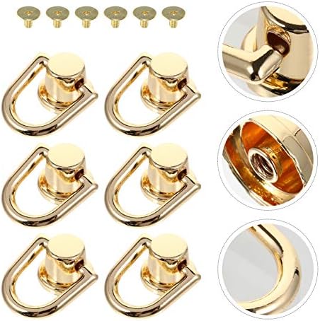 Acessórios de keychain de excelos 6pcs D Ring Brass rebite o anel de rebite D, pregos de botão Rivetes Dista de botão da cabeça do anel D para Art Art Art Leather Bolting Bolsa Backpack Purse
