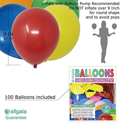 Allgala 100 contagem de 9 polegadas de hélio premium balloons de látex-assorted bl52100