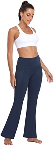 Riuhot Bootcut Yoga Pants com bolsos para mulheres com cintura alta calça bootleg calça de controle de controle de controle