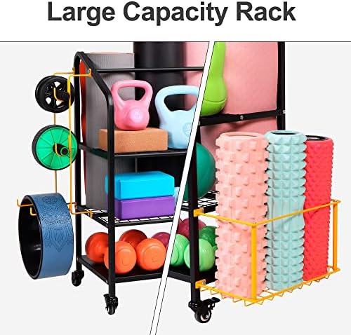 Rack de armazenamento de tapete de ioga matricial-atlético, rack de armazenamento de ginástica em casa, rack de peso com ganchos