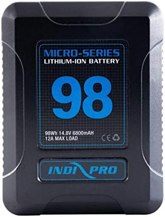 Indipro Micro-Series 98Wh V-Mount Ion Ion Ion e Kit de carregador de bateria 2,5A D-TAP Pro