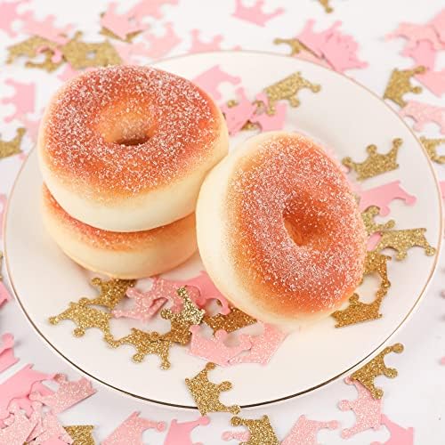 Fonder Mols Gold and Pink Crown Confetti para a festa de aniversário da princesa, menina da mesa de chá de chá de bebê decoração