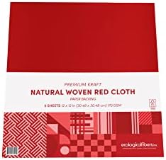 Fibras ecológicas Pressão premium Apoiado tecido natural, 12 ”x 12”, vermelho, pacote de 5