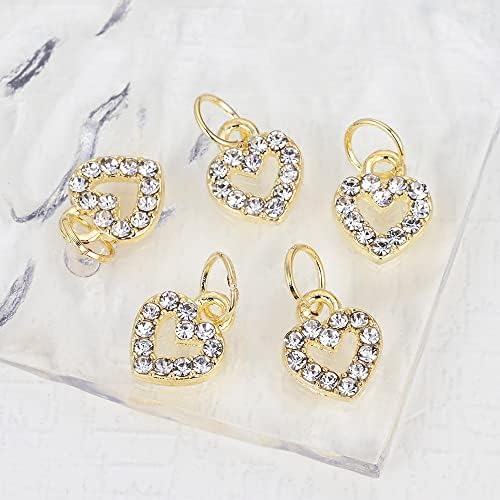 10pcs Metal Hollow Heart Unhas Piercing Dangle Jewelry Jewelry Star Moon Cross Uil Hoop Design Alloy Manicure Charms -)