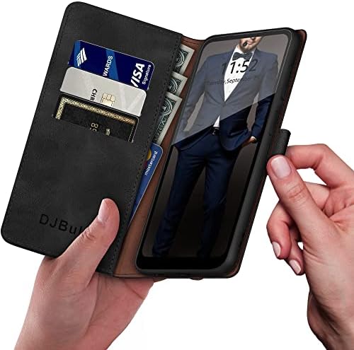 DJBULL T-Mobile Revvl 6 Pro 5G Caixa de carteira com 【Bloqueio de RFID】 titular do cartão de crédito, capa de telefone de couro PU, capa à prova de choques homens para homens para revvl6pro Black Black