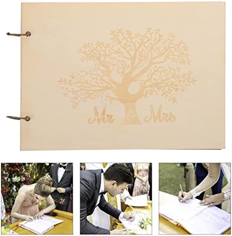 ABAODAM SIGNS PRESENTE 5 peças e sra. Wooden Wedding Convidado Livro para recepção Livro de convidados de casamento de madeira