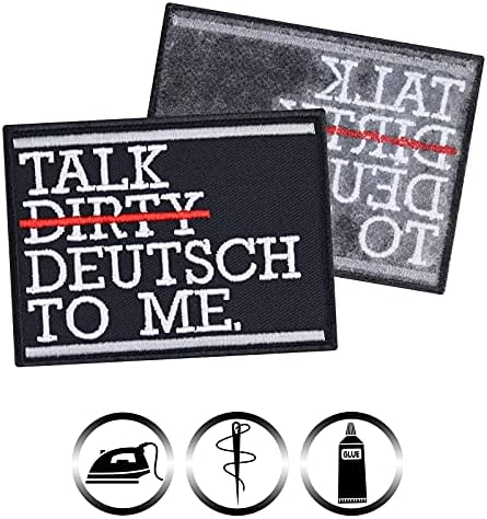 Fale Dirty Deutsch para mim - Ferro bordado em remendos para alemães, roqueiros, motociclistas, descolados | Projeto de Sayings