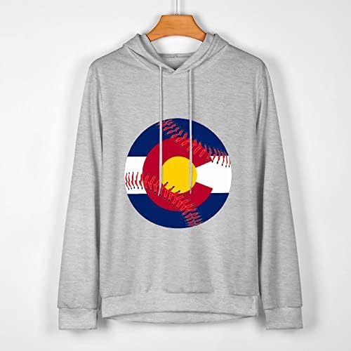 Bandeira do Colorado Baseball Baseball de algodão masculino Moletom com moletom de lã respirável de manga longa solta