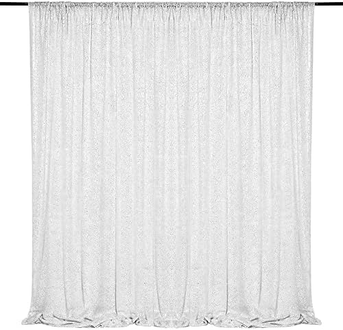 Wispet White Sequin Cortans de cenário 1 Painel 10ftx10ft Glitter Drapes brancas cortinas de pano de fundo de festa Corte de
