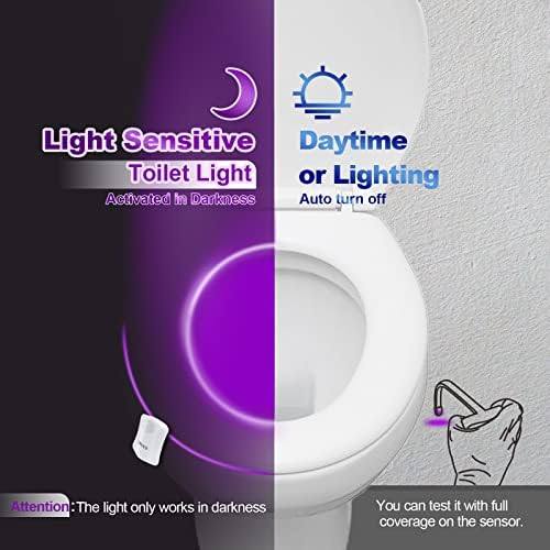 ALEDECO MOVIMENTO ATIVADO NOITE ATIVADO, 8 cores Alterando luzes do vaso sanitário LED, sensor banheiro assento à noite (2 pacote
