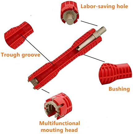Zeromall 8-in-1 Torneira e instalador de pia, Ferramenta de encanamento de chave de cabeceira de cabeça dupla anti-deslizamento