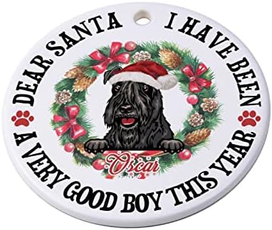 2022 enfeites de Natal, decorações de árvores de Natal - Dear Santa Good Boy Custom Dog Nome de porcelana Ornamento Round Kestsakes - Melhores presentes para amigos de Natal, enfeites personalizáveis