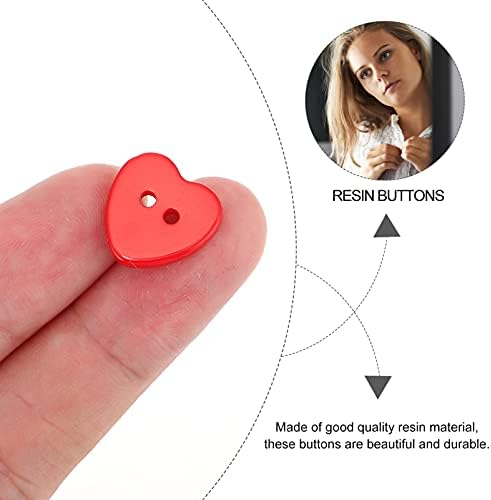 Valiclud 100pcs Resina Botão de Botão do Coração Vermelho Botão do coração 2- BOIS BONTES DE CERGUNTA DE CRANÇO