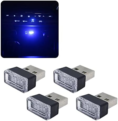 Miytsya 4 PCs Lâmpada de atmosfera interior de carro liderada por USB, Night LED Decoration Mini USB Light, Kit de iluminação ambiente, carregamento para luzes LED interiores