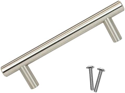 ROK Hardware Contemporâneo Estilo Euro Metal Solid Metal Pull/alça Níquel escovado Centros de furo 3-3/4 , 5-3/8 Comprimento geral Rokh1011bn