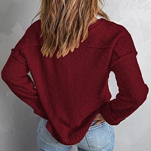 Sweater de malha vil de pescoço casual botão de manga longa henley suéteres de grandes dimensões no outono tampo de