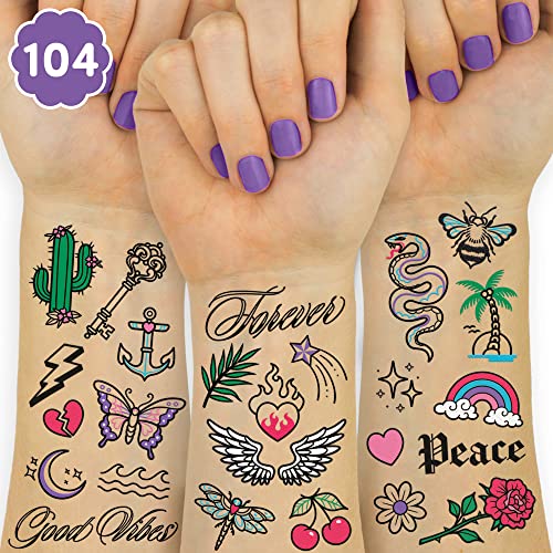 XO, Fetti Tatuagens temporárias realistas para crianças - 52 Estilos tradicionais de tat de tinta | Festa de aniversário