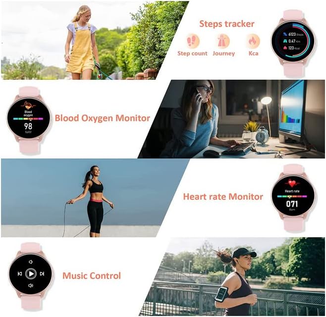 MoreFit Women's Men's Smart Watch, relógio inteligente, compatível com telefone Android e iPhone, relógio de rastreador de fitness