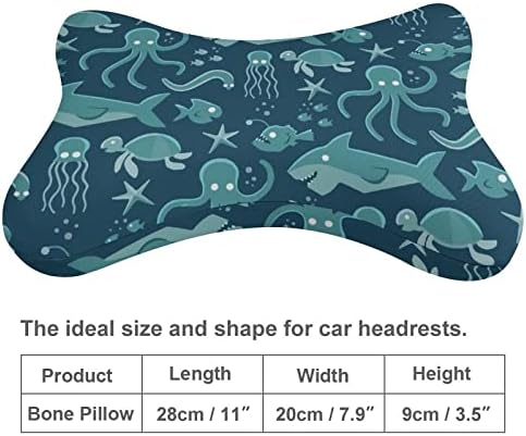 Shark Octopus Sea Turtle Car Neck Pillow Conjunto de 2 Automóvel para apoiar a cabeça de cabeça de almofada de colapso Suporte de travesseiro de travesseiro Acessórios para todo o veículo